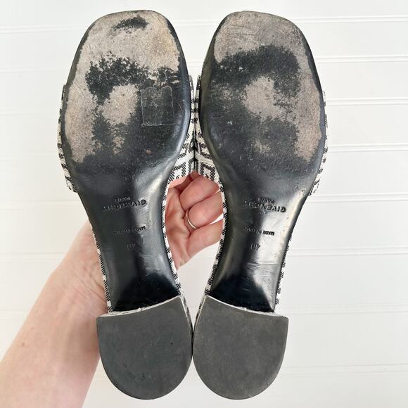 Givenchy 4G Monogram Canvas Slide Mules Black Gray Block Heel Sandals 40 - Picture 6 of 10